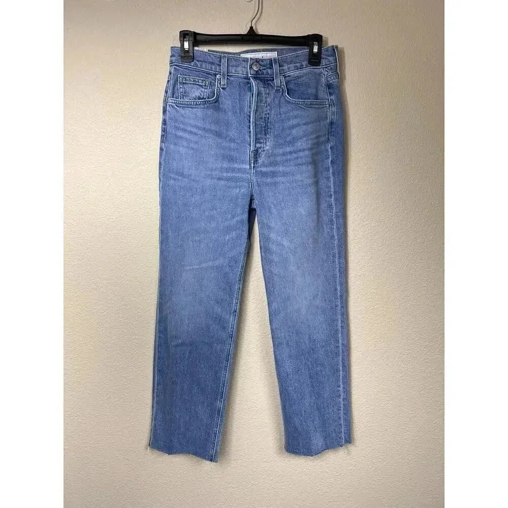 Frank & Eileen Monaghan Jeans High Rise Button Fly Raw Hem Womens Size 28 - Picture 2 of 12